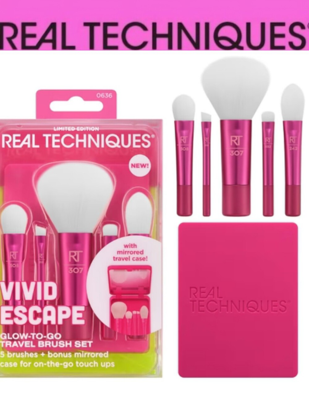 Real Techniques Vivid Escape Glow-To-Go Travel Brush Set